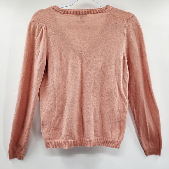 Massimo Dutti Coral Pink Cashmere Wool Blend Sweater Women's S Made in Italy - Picture 2 of 4